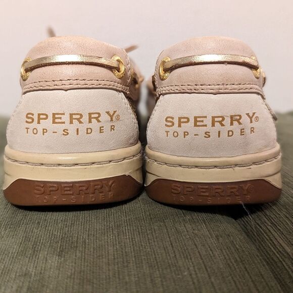 SPERRY Angelfish Sequin Slip On Tan Leather Loafers Boat Shoes Moccasins - Picture 4 of 12